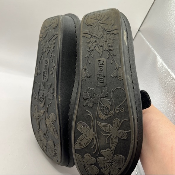 Women's ALEGRIA Black Leather Mary Jane Comfort Shoes Size 38/7 Hook And Eye - Picture 8 of 10